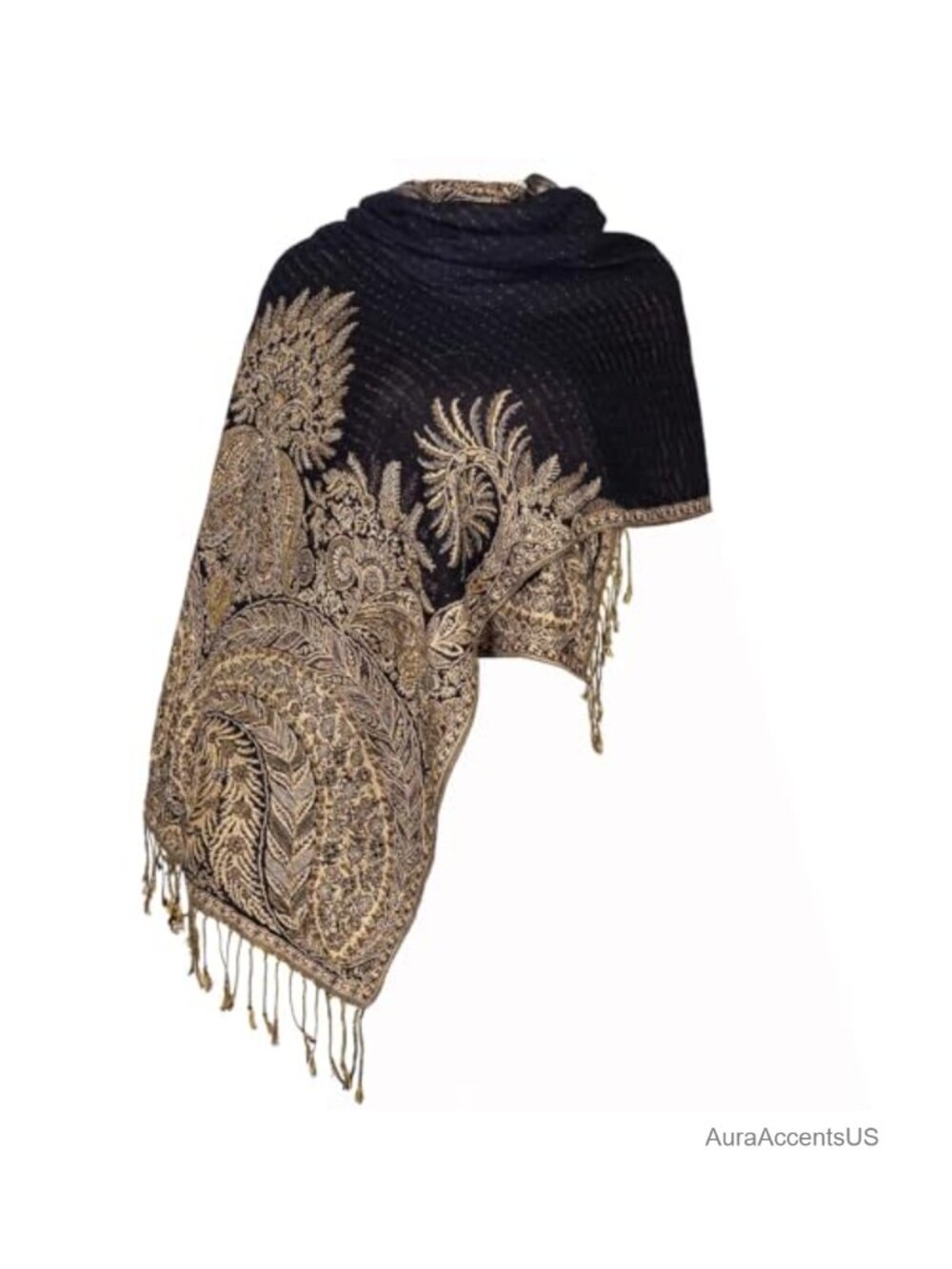 Viscose Acrylic Reversible Paisley Wrap Shawl Scarf for Women